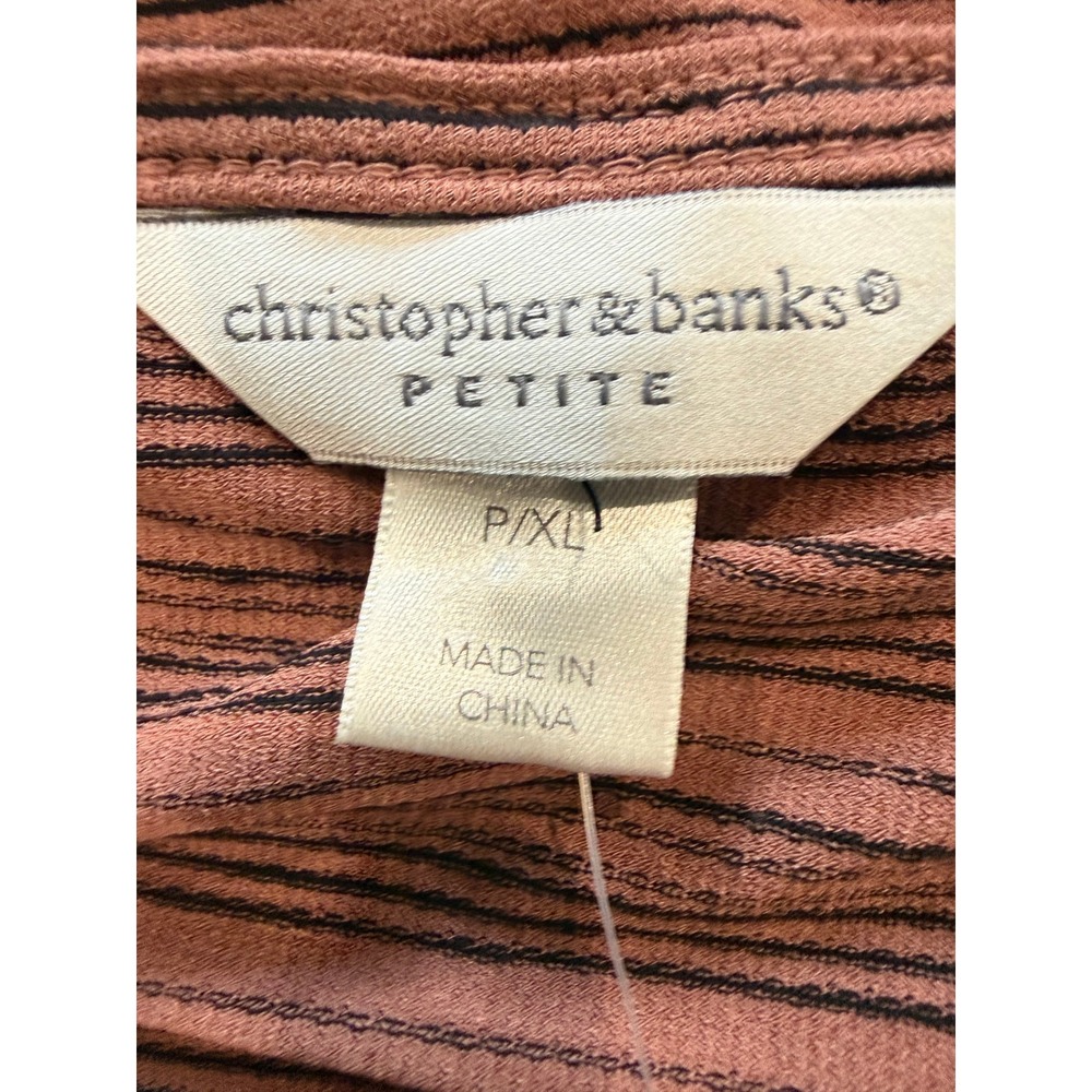 Christopher & Banks Petite Mauve Striped Twist Front 3/4 Sleeve Top P/XL NWT - Picture 4 of 8